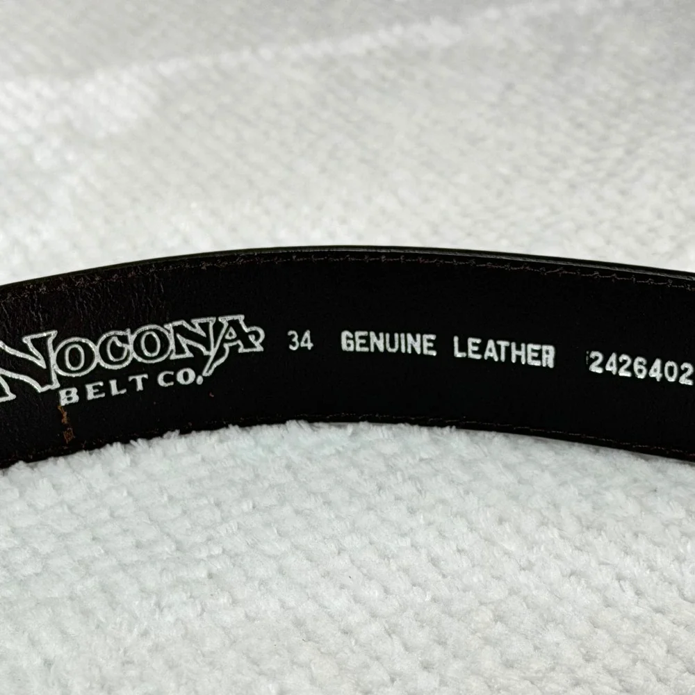 Nocona Belt Co Mens Brown Leather Western Woven Inlay Concho Belt 34 2426402